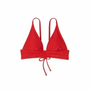 Women's Shade & Shore Longline Cinch Front Textured Bikini Top, Red, Medium 820